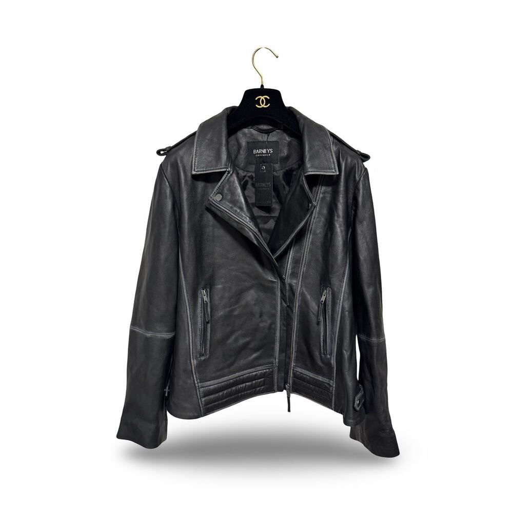 NWT Barney's Originals Women's Leather Jacket Black Size 20